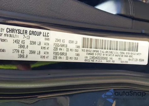 2013 Dodge Durango Sxt z USA, uszkodzony, nr VIN 1C4RDHAG5DC693092